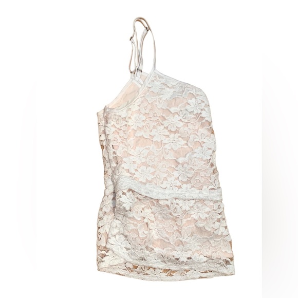 Abercrombie & Fitch White Lace Tank Top w light Pink detailing Sz S Cami Top - Picture 6 of 10